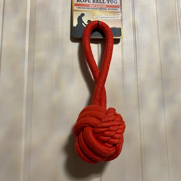Dog Whisperer ~ Red Rope Ball Tug ~ Chicken Scented ~  Dog Toy - Picture 9 of 9